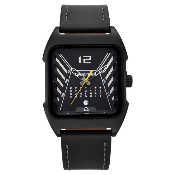 Fastrack Gamify Quartz Analog with Day and Date Black Dial Leather Strap Watch for Guys - image number 1