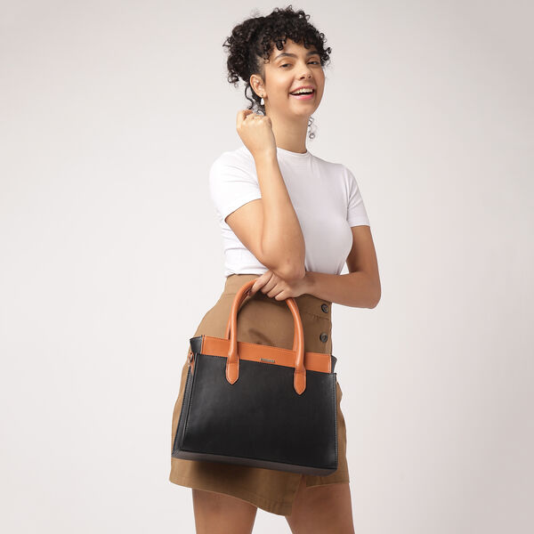 Fastrack Structured Satchel for Women | Stylish Everyday Satchel for Girls, Ladies, Women | Spacious Bag Made of High Quality Faux Leather (Black) - image number 7