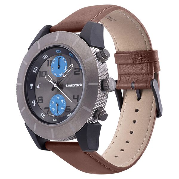 Fastrack Modular Quartz Analog Anthracite Dial Leather Strap Watch for Guys - image number 2