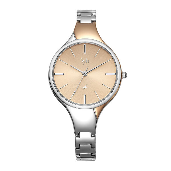 Fastrack Vyb Striker Quartz Analog Rose Gold Dial Metal Strap Watch for Girls - image number 0