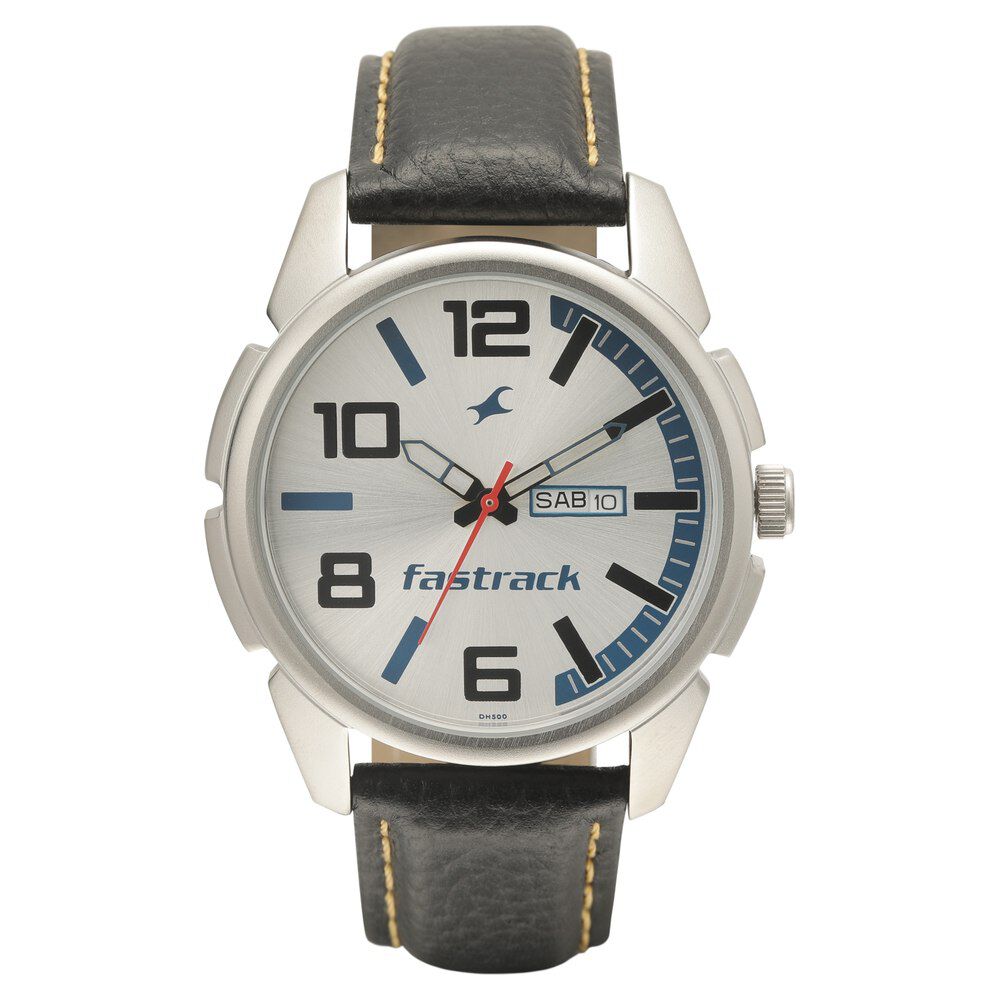 Fastrack Silver Dial Quartz Analog with Day and Date Watch for Guys