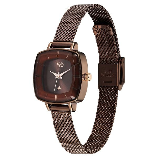 Vyb Seeker By Fastrack Quartz Analog Brown Dial Metal Strap Watch For Girls - image number 3