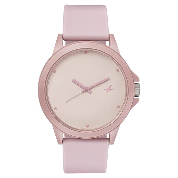 Fastrack Tees Quartz Analog Pink Dial Silicone Strap Unisex Watch - image number 1
