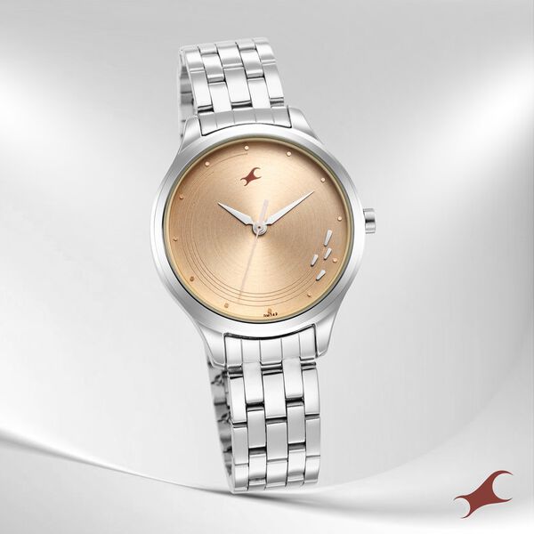 Fastrack Stunners Quartz Analog Rose Gold Dial Stainless Steel Strap Watch for Girls - image number 0