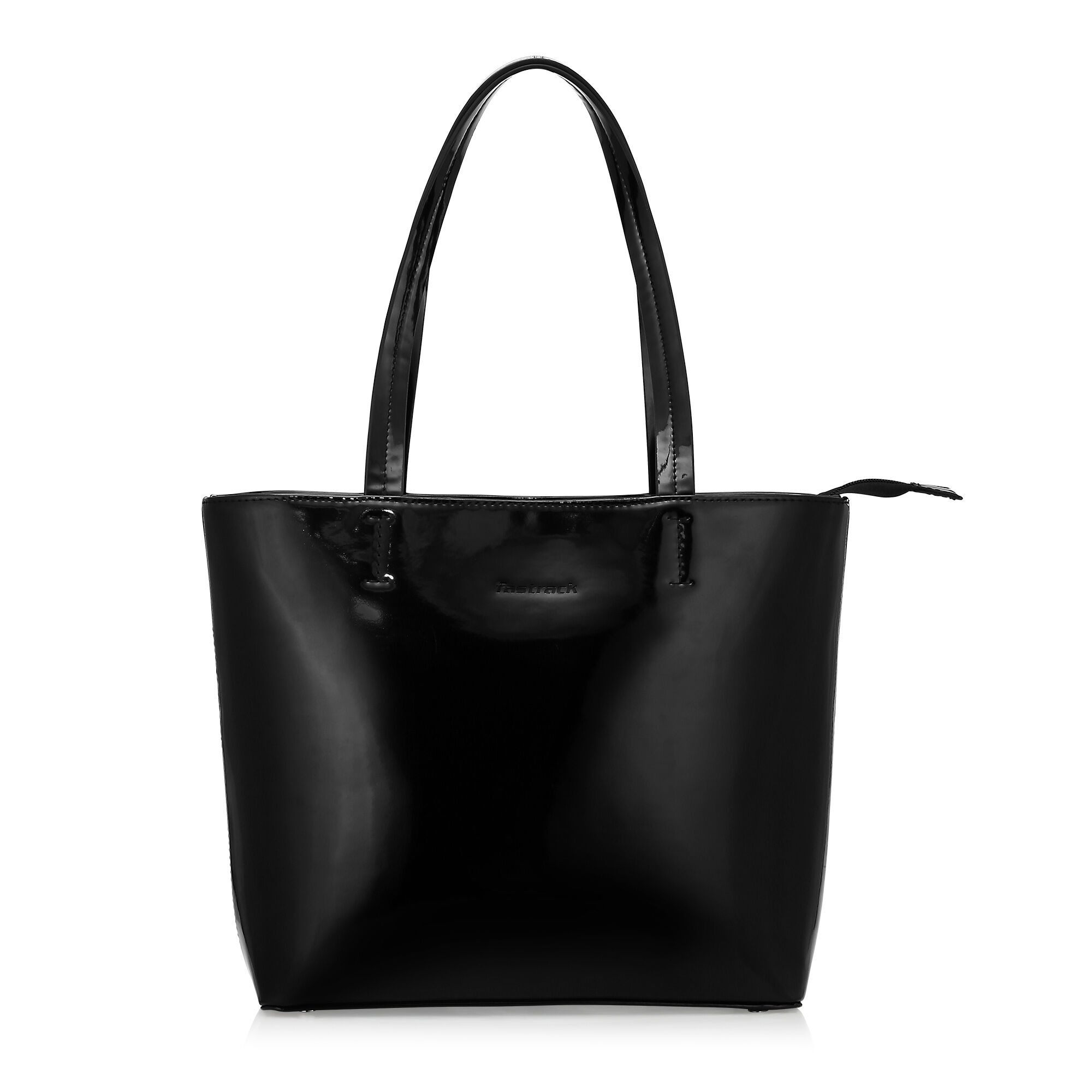 Buy Online Fastrack Tote in Patent Faux-Leather in Black