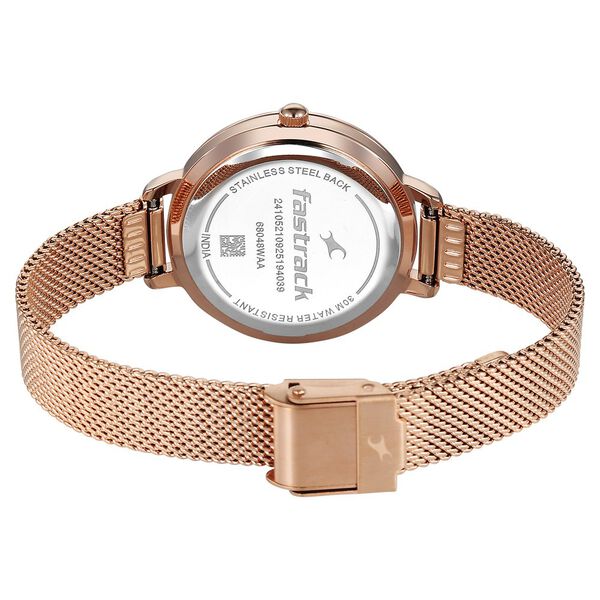 Fastrack Stunners Quartz Analog Pink Dial Rose Gold Stainless Steel Strap Watch For Girls - image number 5
