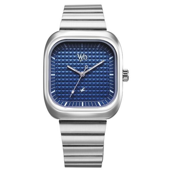 Fastrack Vyb Maverick Quartz Analog Blue Dial Silver Metal Strap Watch For Guys - image number 1