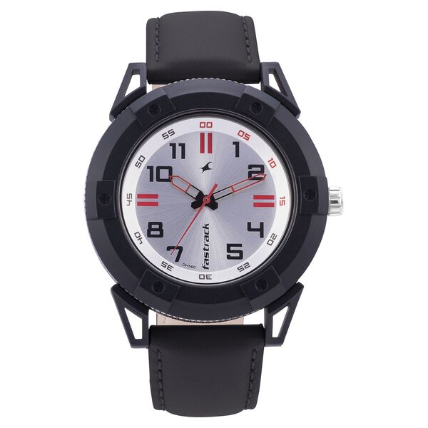Fastrack Quartz Analog Silver Dial Leather Strap Watch for Guys - image number 1