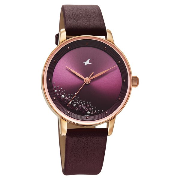 Fastrack Style Up Quartz Analog Maroon Dial Maroon Colour Leather Strap Watch For Girls - image number 1