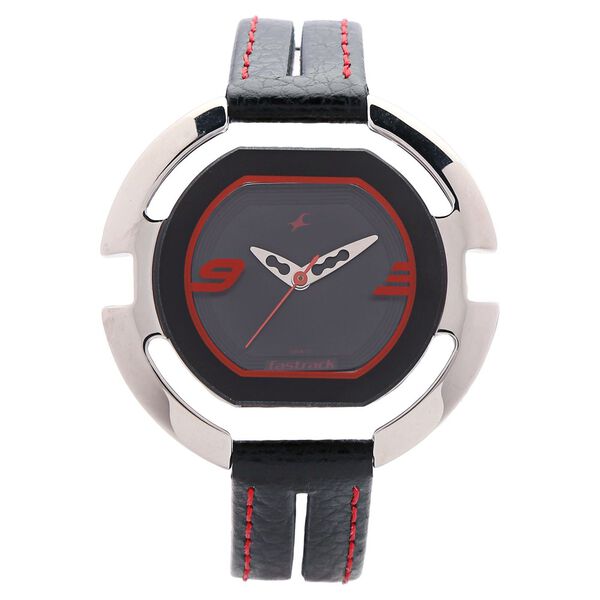 Fastrack Quartz Analog Black Dial Leather Strap Watch for Girls - image number 0