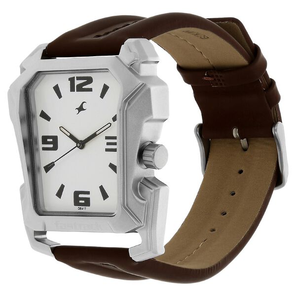 Fastrack Quartz Analog White Dial Leather Strap Watch for Guys - image number 1