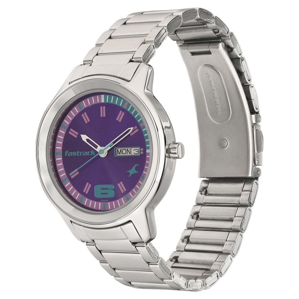 Buy Online Fastrack Purple Dial Quartz Analog with Day and Date Watch for Girls 6169sm02 Fastrack