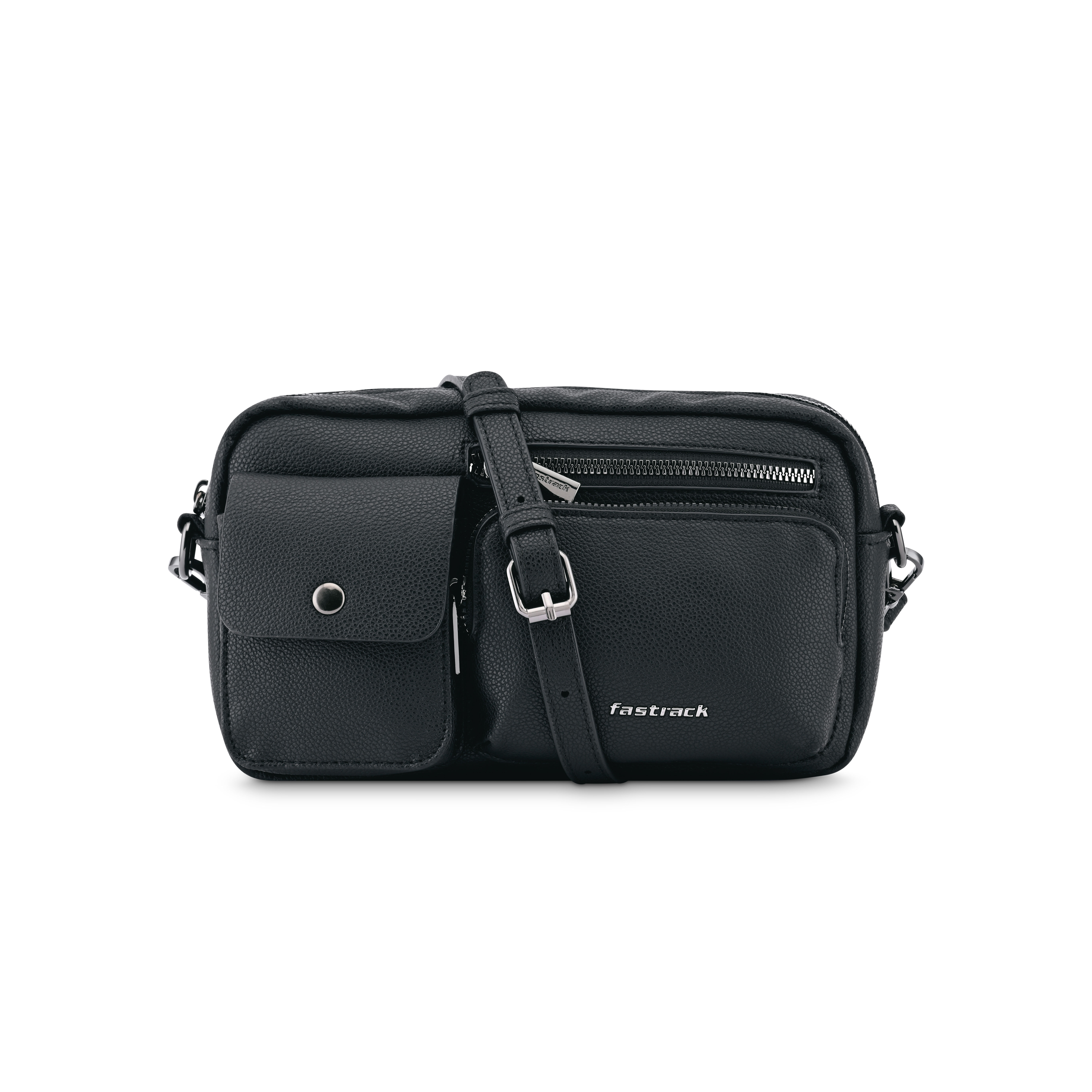 Buy Online Fastrack Zip-Zone Sling Bag in Black - f251slmes06bk1