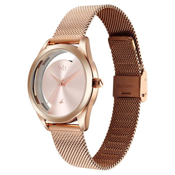 Fastrack Vyb Runway Quartz Analog Rose Gold Dial Stainless Steel Strap Watch For Girls - image number 3