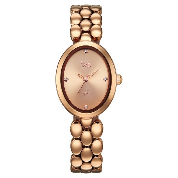 Vyb Enigma By Fastrack Quartz Analog Rose Gold Dial Rose Gold Metal Strap Watch For Girls - image number 0