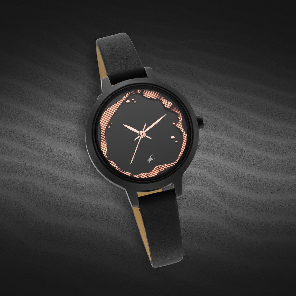 Fastrack black belt cheap watches for womens