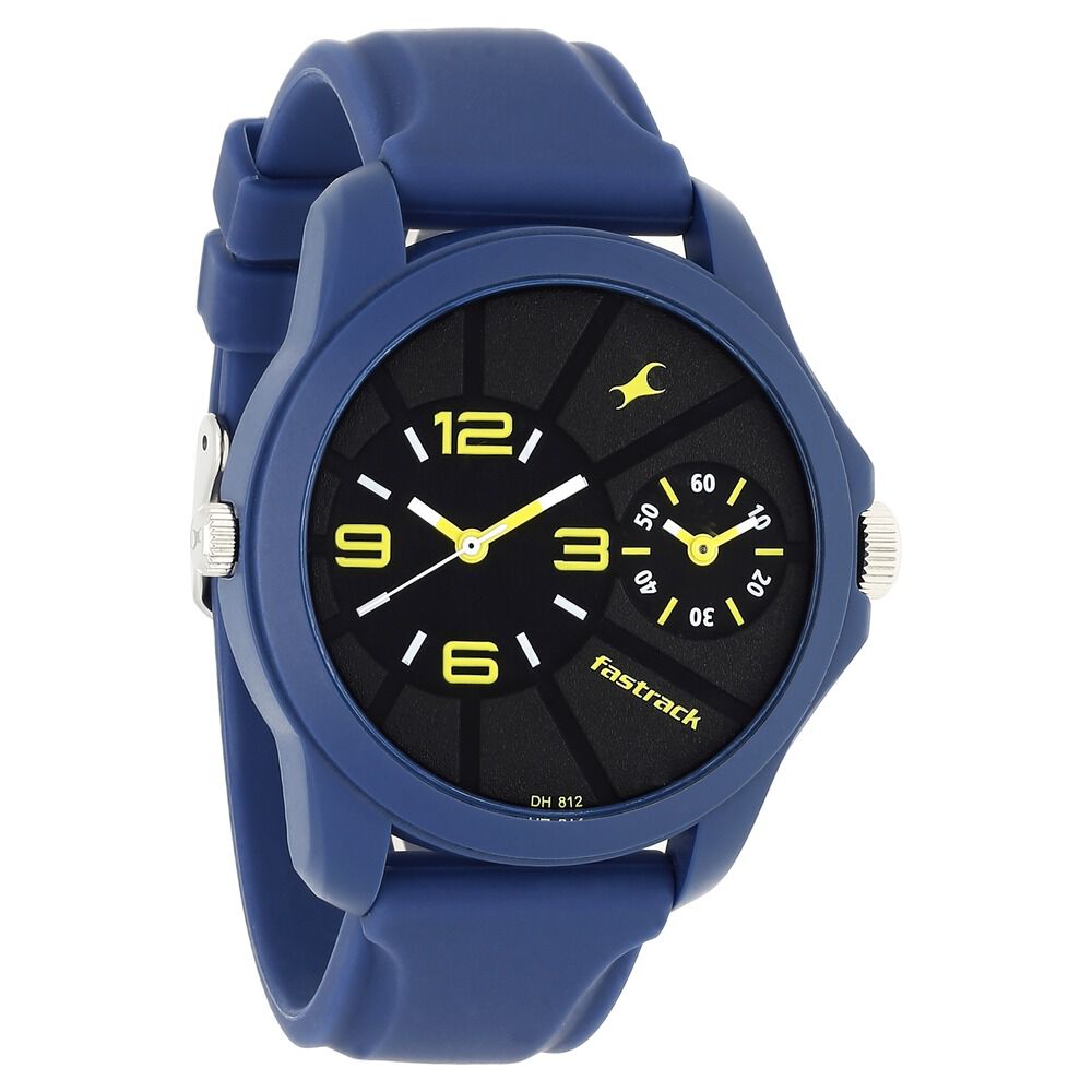 Buy Online Fastrack Quartz Analog Black Dial Silicone Strap Watch for Guys np38042pp03 Fastrack