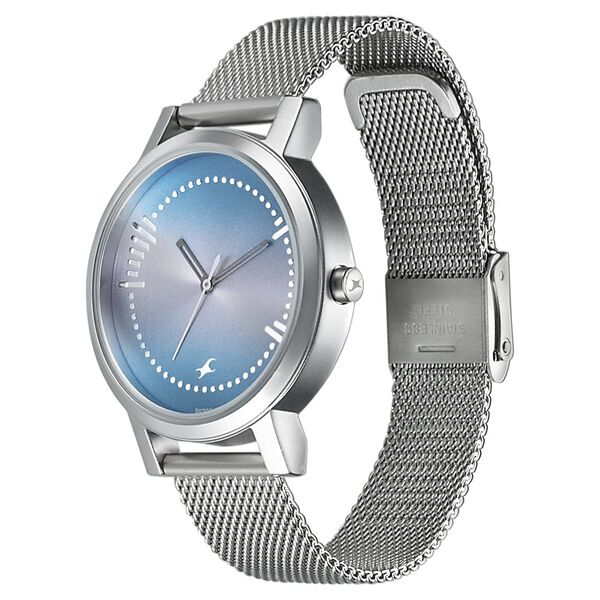 Fastrack Sunburn Quartz Analog Blue Dial Metal Strap Watch for Girls - image number 2