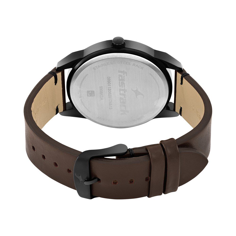 Fastrack Stunners Quartz Analog Black dial Leather Strap Watch for