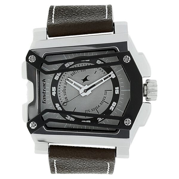 Fastrack Quartz Analog Grey Dial Leather Strap Watch for Guys - image number 0