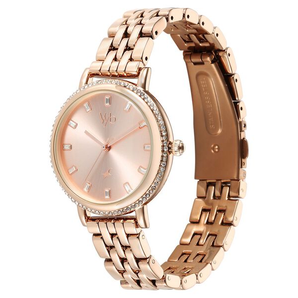 Fastrack Vyb Enigma Quartz Analog Rose Gold Dial Rose Gold Metal Strap Watch For Women - image number 2