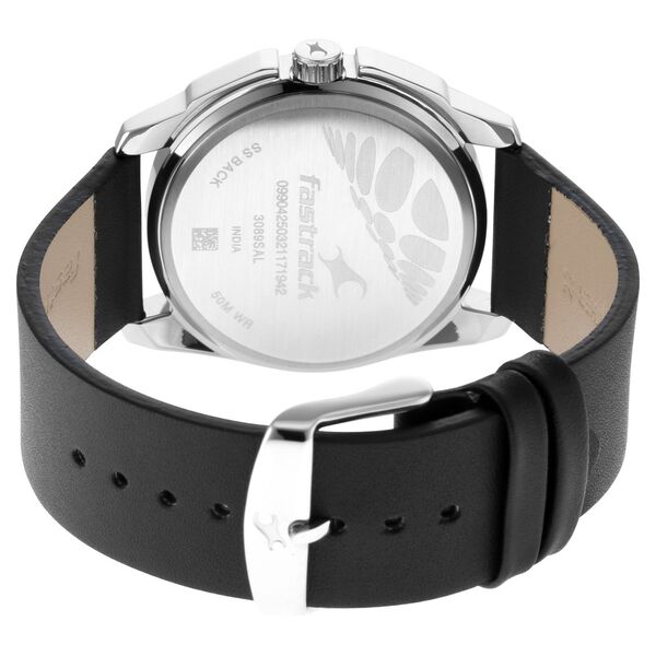 Fastrack Wear Your Look Quartz Analog Silver Dial Leather Strap Watch for Guys - image number 4
