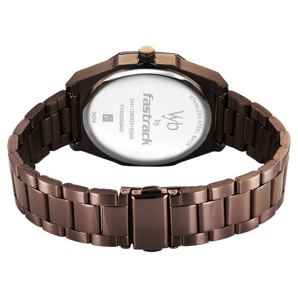 Vyb Maverick By Fastrack Quartz Analog Brown Dial Brown Stainless Steel Strap Watch For Guys - image number 6