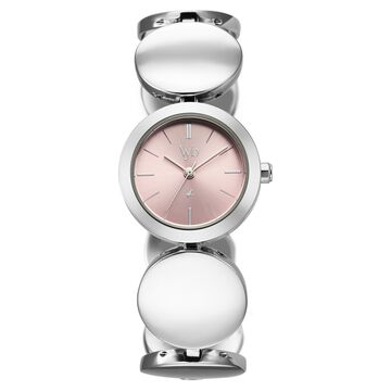 Vyb Showstopper By Fastrack Quartz Analog Pink Dial Silver Metal Strap Watch For Girls