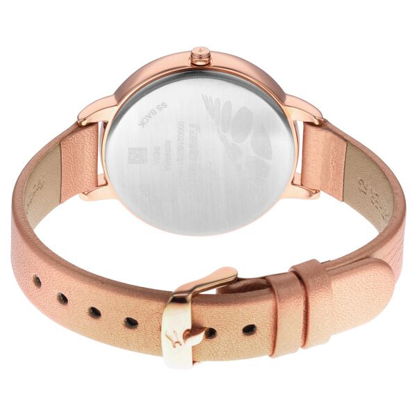 Fastrack Glitch Quartz Analog Rose Gold Dial Leather Strap Watch for Girls - image number 4