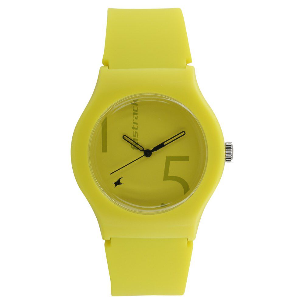 Fastrack Quartz Analog Yellow Dial Silicone Strap Watch for Unisex