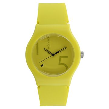 Fastrack Quartz Analog Yellow Dial Silicone Strap Watch for Unisex
