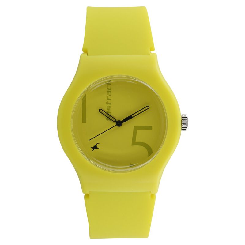 Buy Online Fastrack Quartz Analog Yellow Dial Silicone Strap Watch