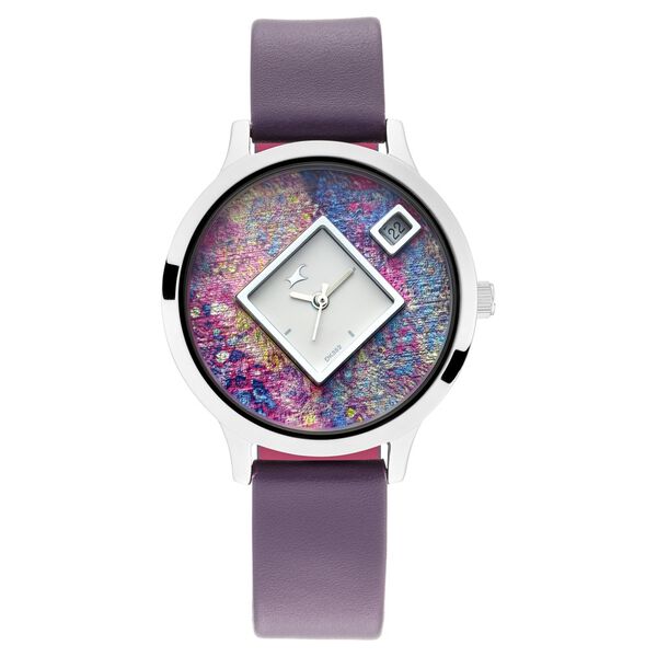 Fastrack Fit Outs Quartz Analog with Date Multicoloured Dial Leather Strap Watch for Girls - image number 1
