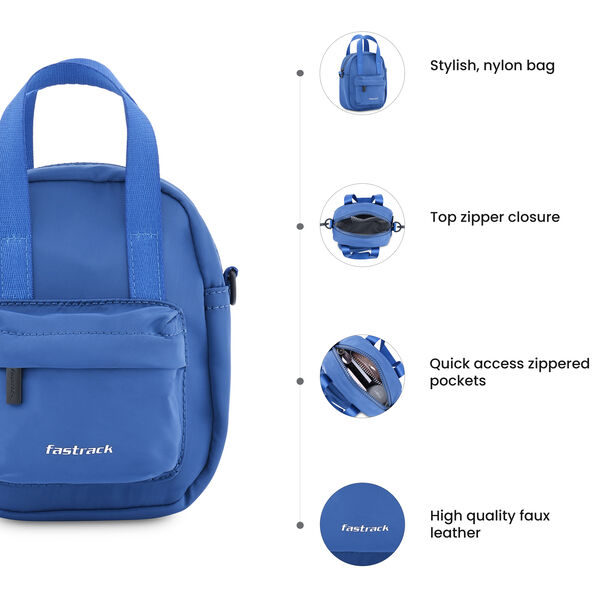Fastrack Snack-Pack Blue Sling Bag with Detachable Sling - image number 8