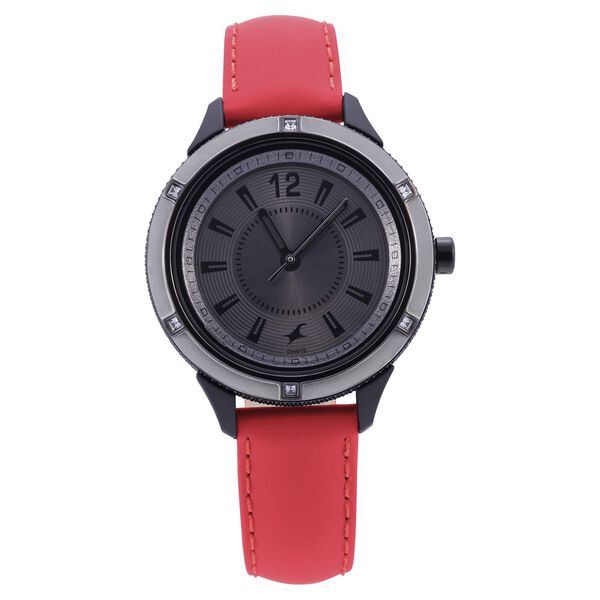 Fastrack Quartz Analog Anthracite Dial Leather Strap Watch for Girls - image number 1
