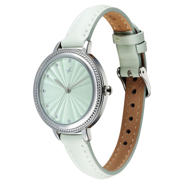 Fastrack Stunners X Quartz Analog Green Dial Leather Strap Watch For Girls - image number 2
