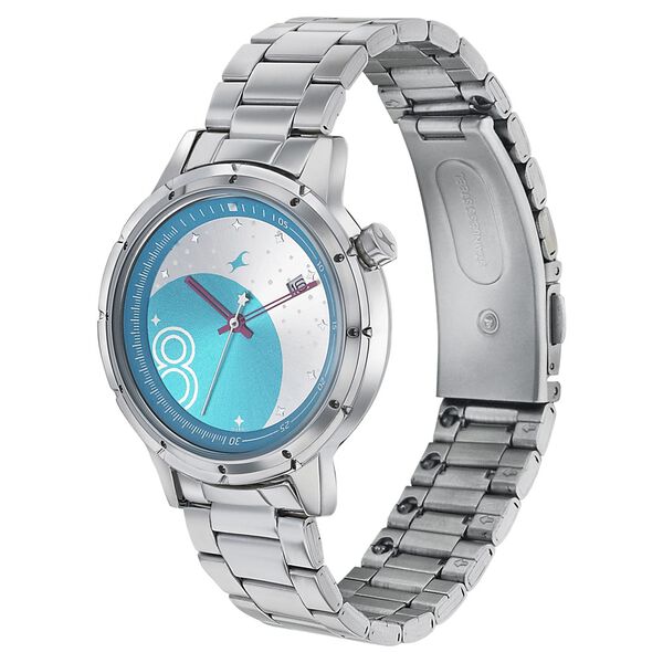 Fastrack Space Rover Quartz Analog with Date Blue Dial Stainless Steel Strap Watch for Girls - image number 2