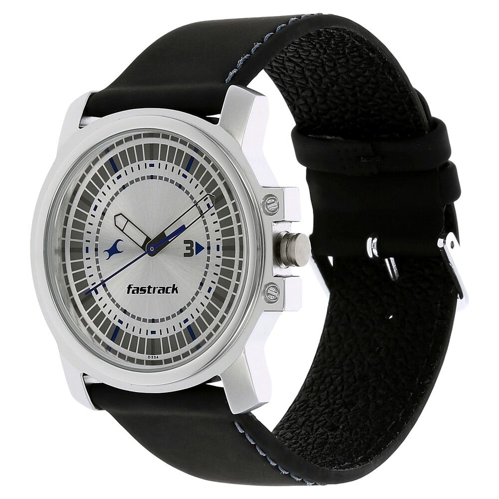 Buy Online Fastrack Quartz Analog Silver Dial Leather Strap Watch for Guys 3039sl01 p Fastrack