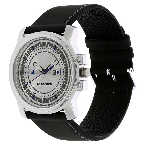 Fastrack Quartz Analog Silver Dial Leather Strap Watch for Guys - image number 1