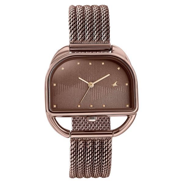 Fastrack Style Up Quartz Analog Brown Dial Brown Stainless Steel Strap Watch For Girls - image number 0
