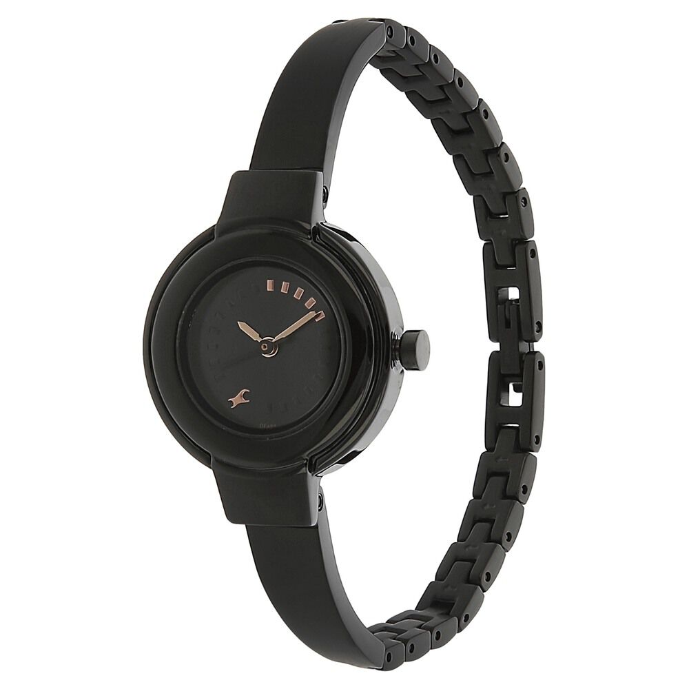 Buy Online Fastrack Quartz Analog Black Dial Stainless Steel Strap Watch for Girls nk6113nm01 Fastrack