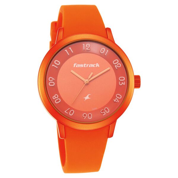 Pop Colours Orange Dial Silicone Strap Watch for Girls - image number 1