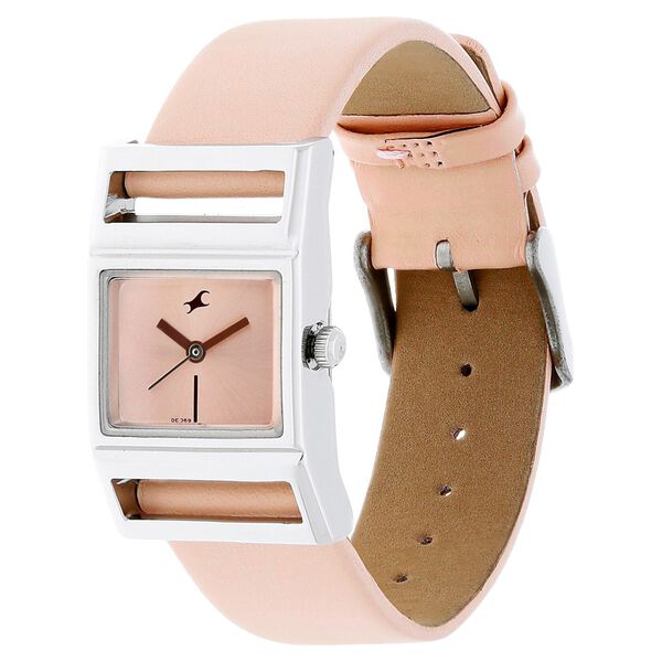 Fastrack Quartz Analog Pink Dial Leather Strap Watch for Girls - image number 1