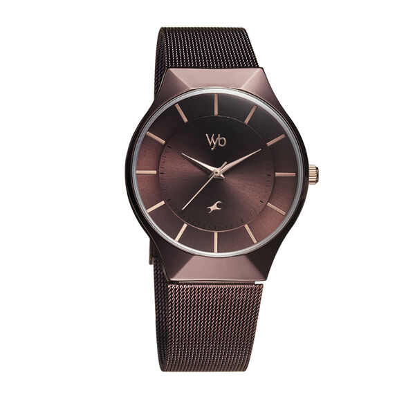 Fastrack Vyb Successor Quartz Analog Maroon Dial Stainless Steel Strap Watch for Girls - image number 1