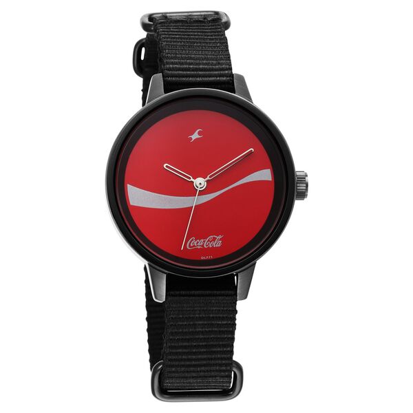 Fastrack Coca Cola Edition By Fastrack Quartz Analog Red Dial Nylon Strap Watch for Girls - image number 1