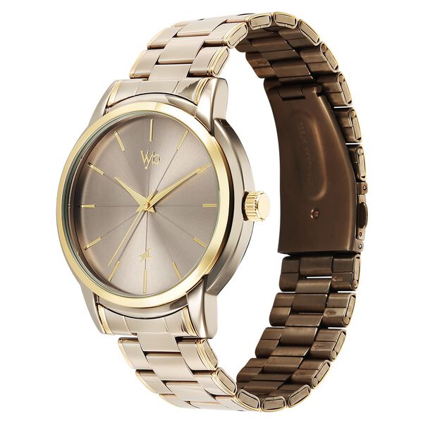Fastrack Vyb Phantom Quartz Analog Khaki Dial Metal Strap Watch For Guys - image number 4