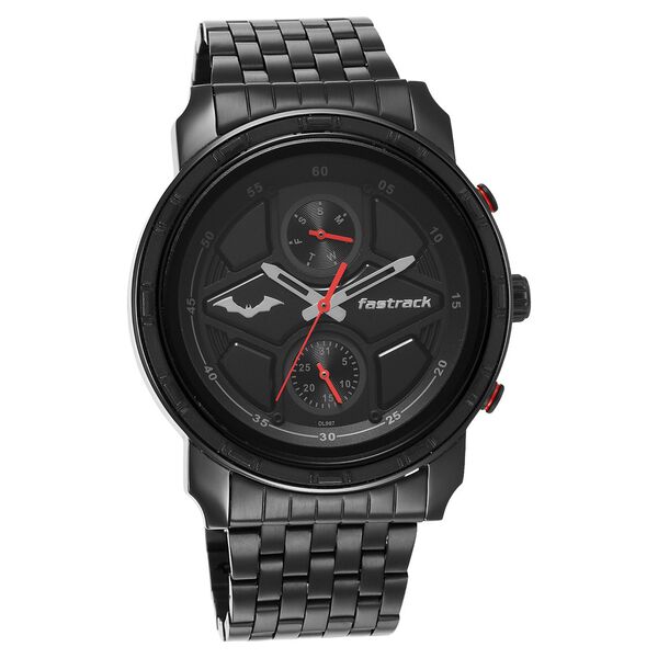 Fastrack Batman Quartz Analog with Day and Date Black Dial Stainless Steel Strap Watch for Guys - image number 1
