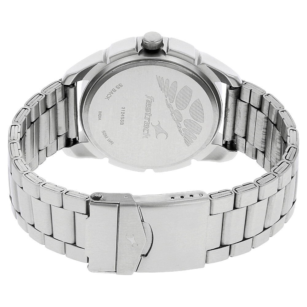 Buy Online Fastrack Quartz Analog Black Dial Stainless Steel Strap Watch for Guys nn3124sm02 Fastrack