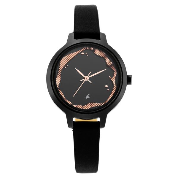 Fastrack Uptown Retreat Quartz Analog Black Dial Leather Strap Watch for Girls - image number 2