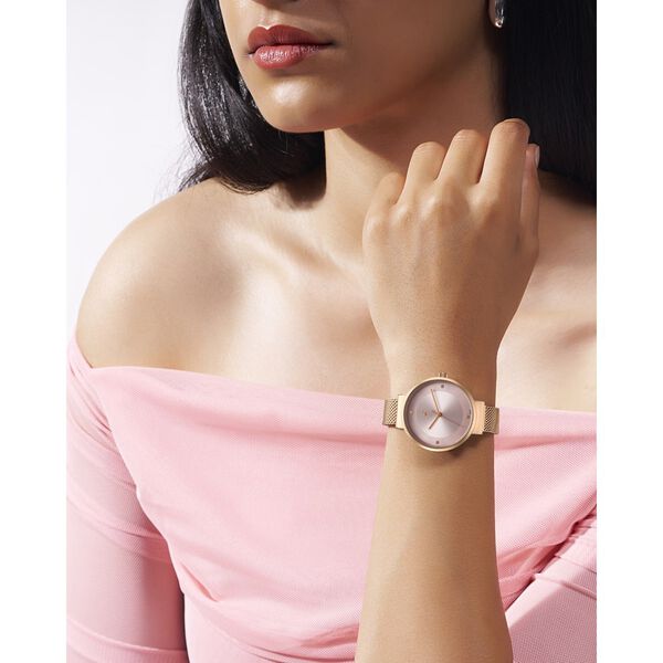 Fastrack Stunners X Quartz Analog Pink Dial Stainless Steel Strap Watch For Girls - image number 5